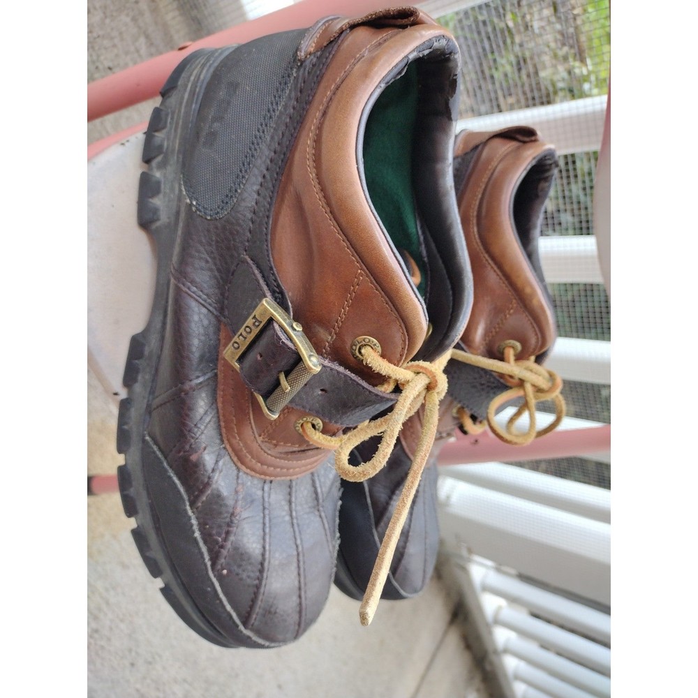 Polo Ralph Lauren Dover II Mens Duck Boots Sz 11 1/2DBrown Leather Buckle Strap